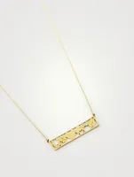 18K Gold Good Luck Bar Necklace With Diamonds