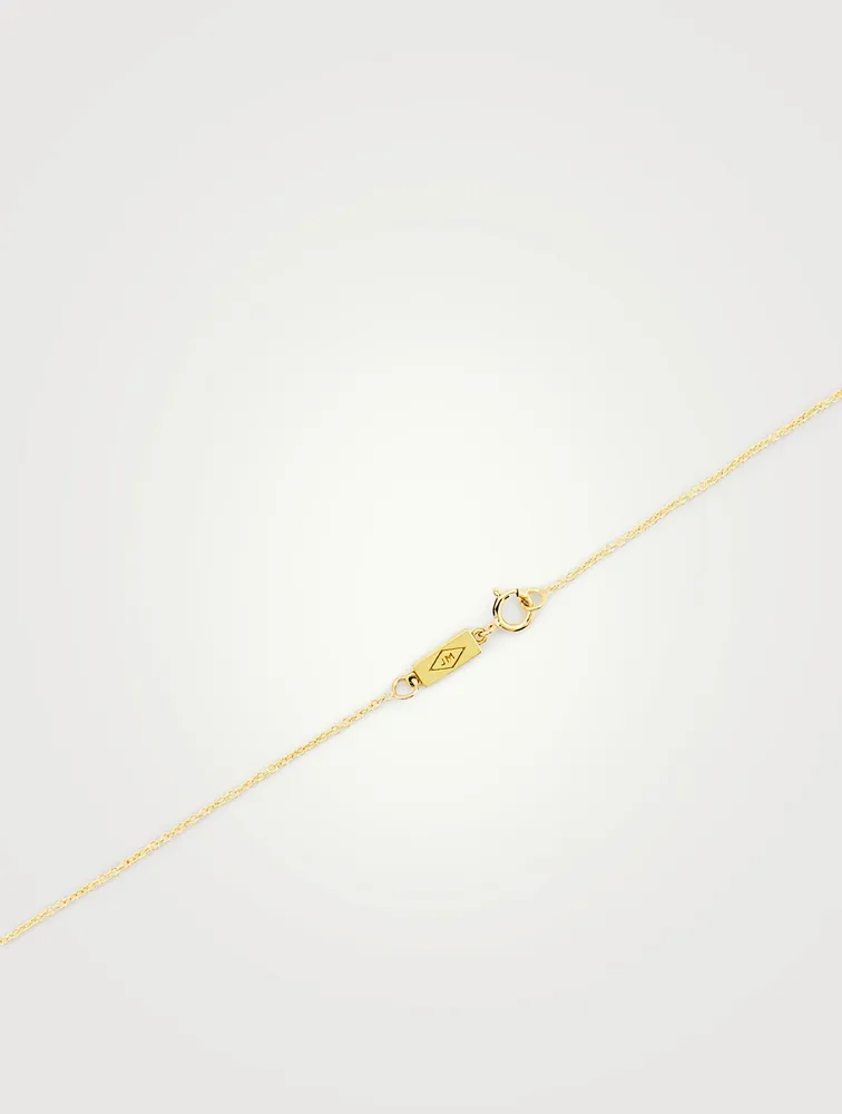18K Gold Good Luck Bar Necklace With Diamonds