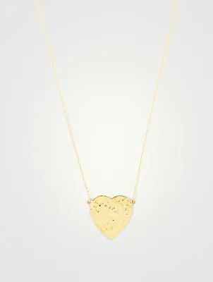 18K Gold Hammered Heart Necklace