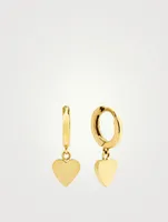 Mini 18K Gold Huggie Earrings With Heart Drop