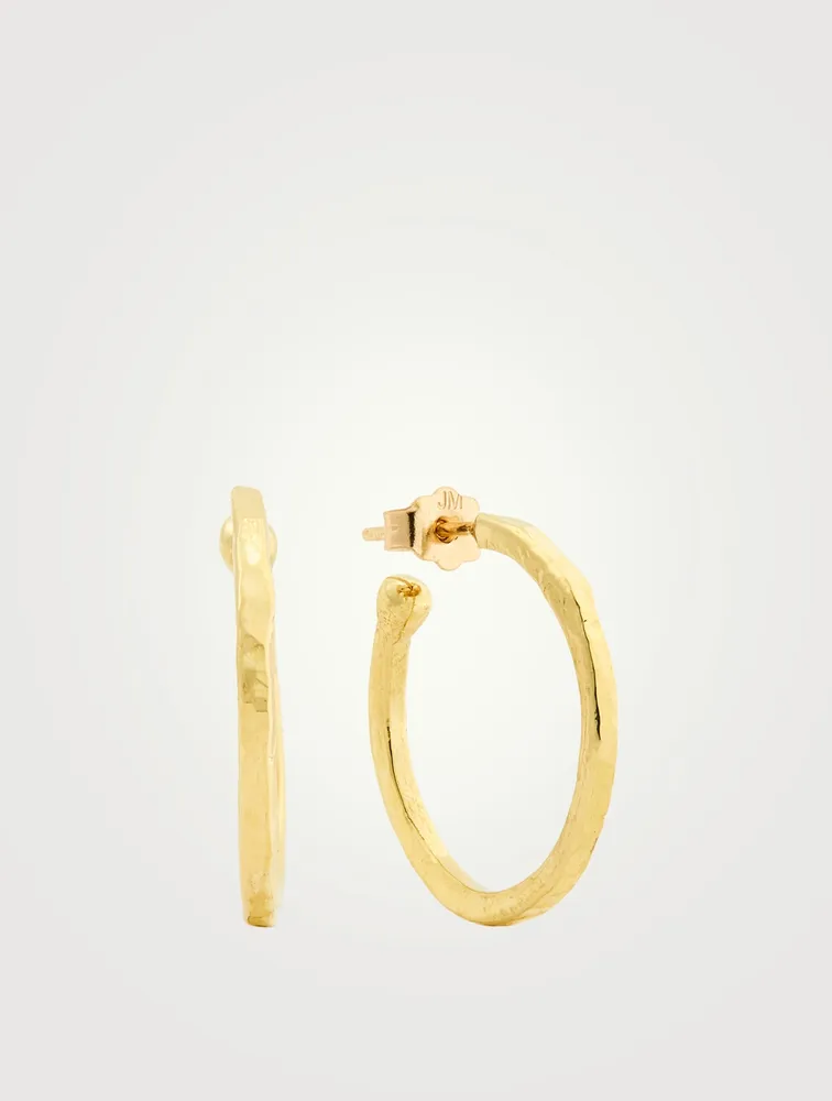 Small 18K Hammered Gold Hoop Earrings