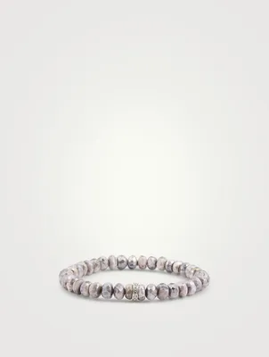 Beaded Bracelet With 14K White Gold Diamond Rondelle Charm