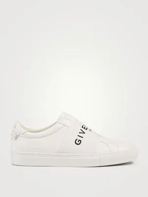 Urban Street Leather Slip-On Sneakers With Logo Strap