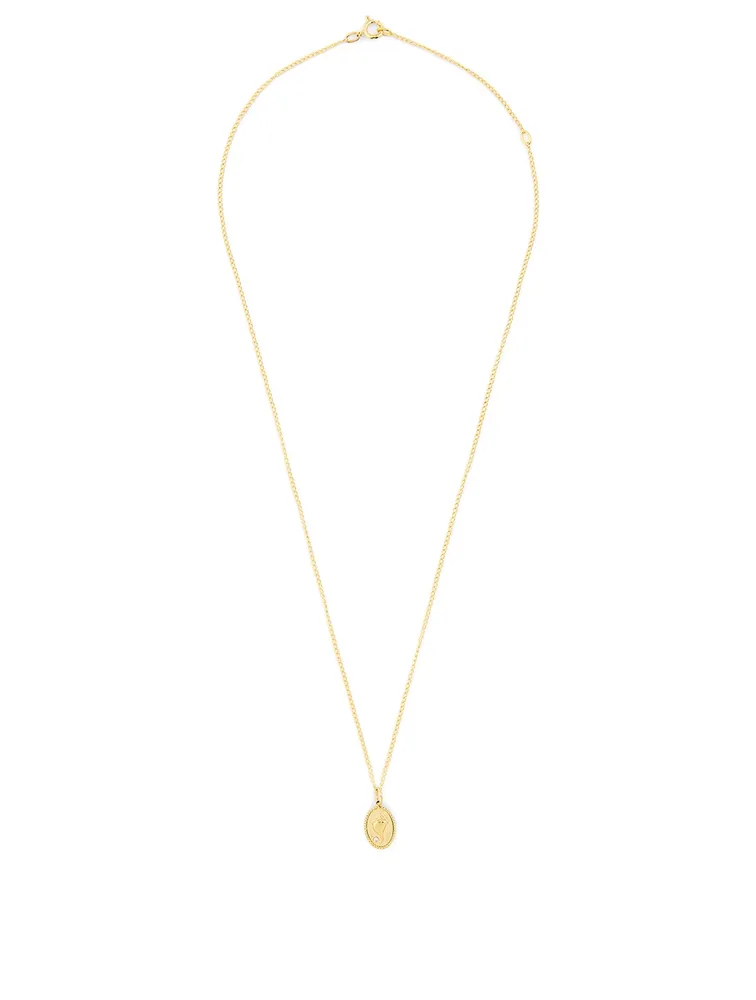 Conch Shell  10K Gold Diamond Pendant Necklace