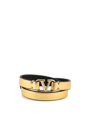 VLOGO Metallic Double Leather Bracelet