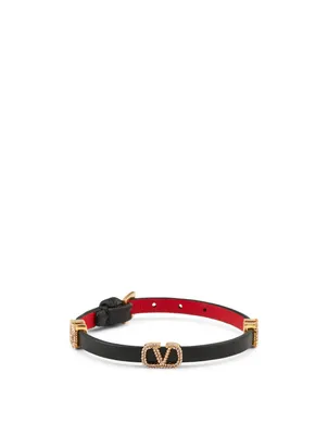 VLOGO Leather Bracelet With Crystals