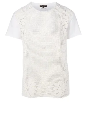 Tee-shirt en coton orné de dentelle au crochet