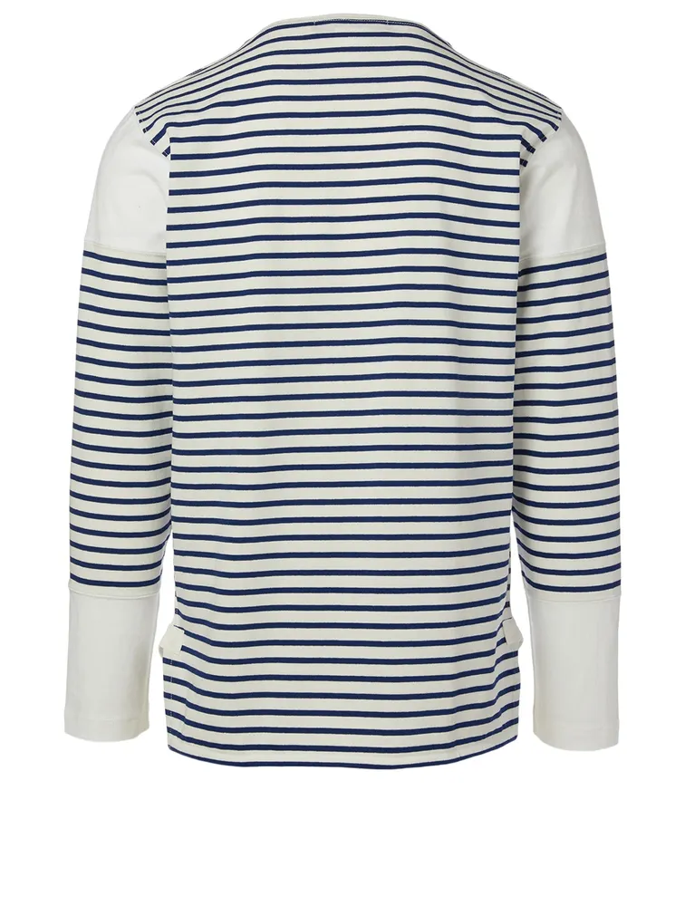 Cotton-Blend Long-Sleeve T-Shirt Striped Print