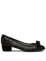 Varina Scallop Mesh And Velvet Pumps