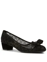 Varina Scallop Mesh And Velvet Pumps