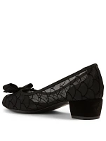 Varina Scallop Mesh And Velvet Pumps