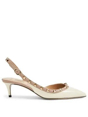 Rockstud Leather Slingback Pumps