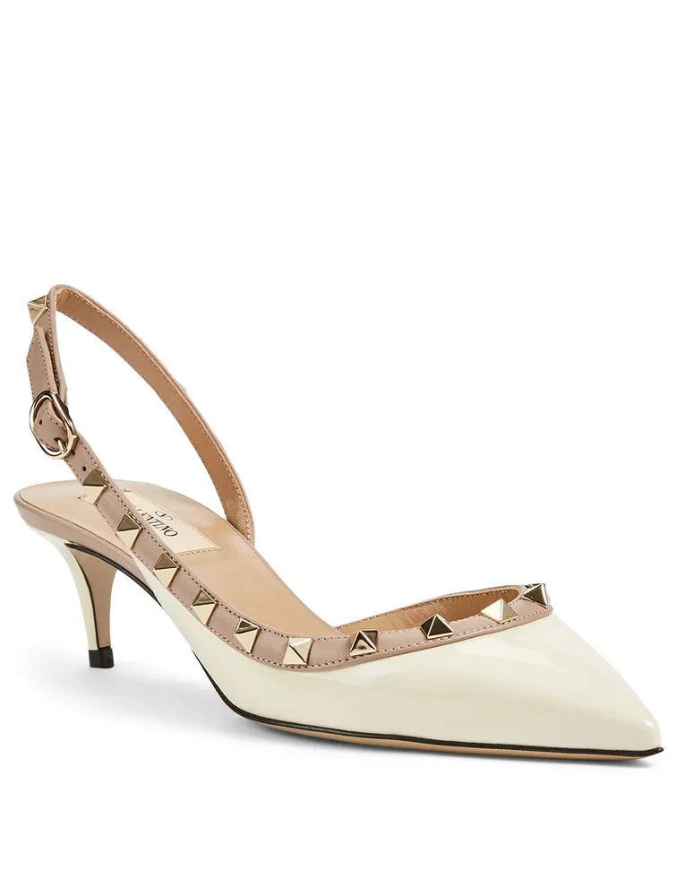 Rockstud Leather Slingback Pumps