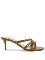 Rockstud Leather Heeled Slide Sandals