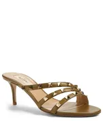 Rockstud Leather Heeled Slide Sandals