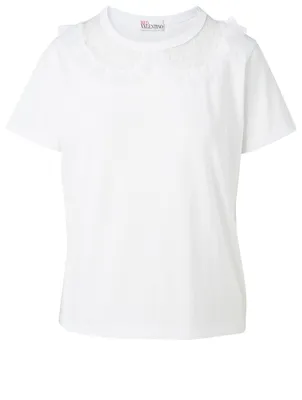 Cotton T-Shirt With Point D'esprit