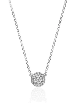 Mini 14K Gold Disc Necklace With Diamonds