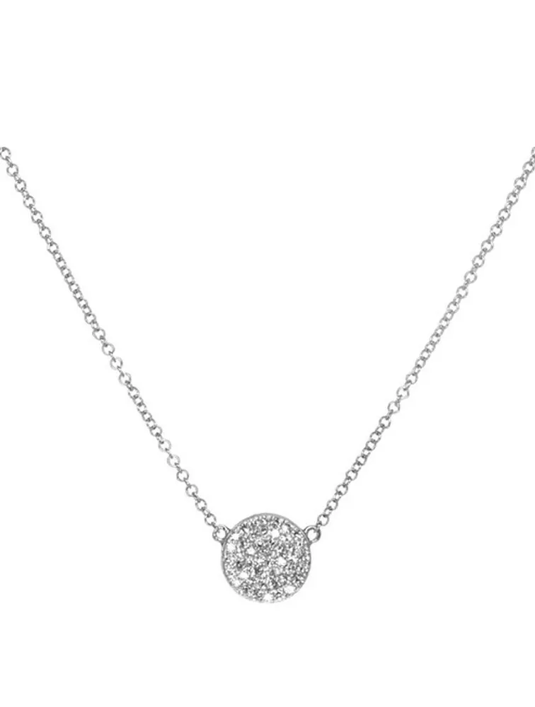 14K Gold Disc Necklace With Diamonds