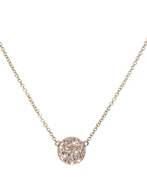 14K Gold Disc Necklace With Diamonds