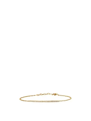 14K Gold Chain Bar Bracelet With Diamonds