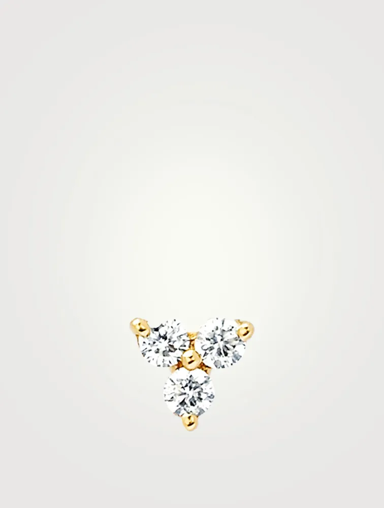 14K Gold Trio Stud Earring With Diamonds