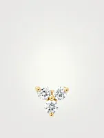 14K Gold Trio Stud Earring With Diamonds