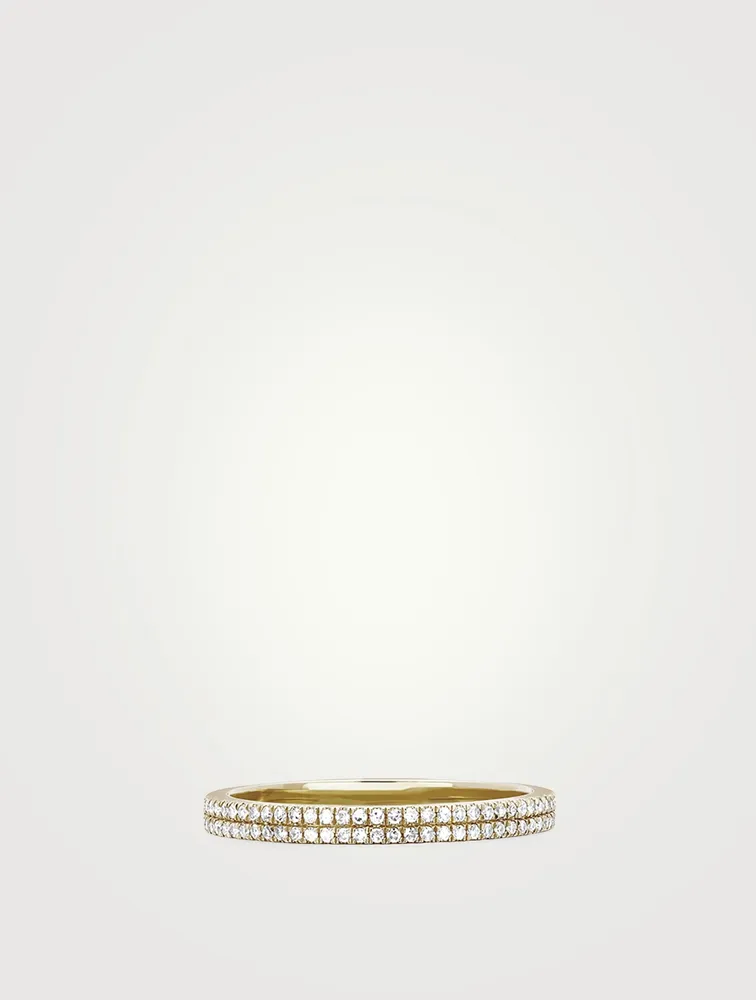 14K Gold Double Eternity Band With Diamonds