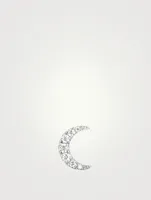 Mini 14K Gold Moon Stud Earring With Diamonds