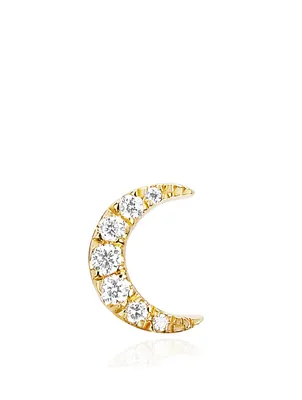 Mini 14K Gold Moon Stud Earring With Diamonds