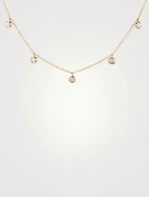 14K Gold Bezel Choker Necklace With Diamonds