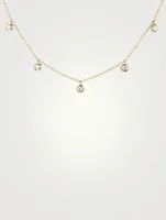 14K Gold Bezel Choker Necklace With Diamonds