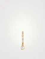 14K Gold Bezel Drop Huggie Hoop Earring With Diamonds