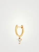 14K Gold Mini Huggie Trio Drop Earring With Diamonds