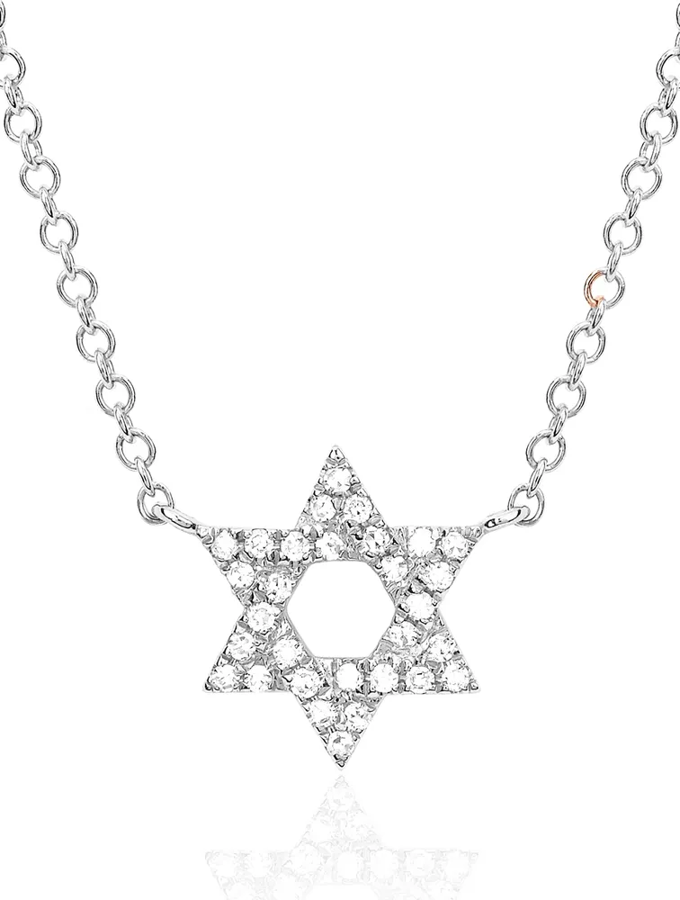 14K Gold Star Of David Necklace With Diamonds