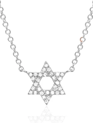 14K Gold Star Of David Necklace With Diamonds