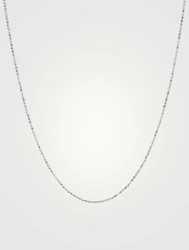 Long 14K White Gold Faceted Chain