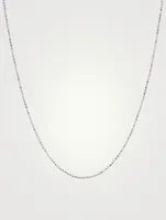 Long 14K White Gold Faceted Chain