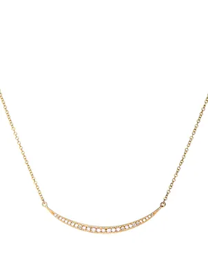 Mini 14K Gold Crescent Necklace With Diamonds