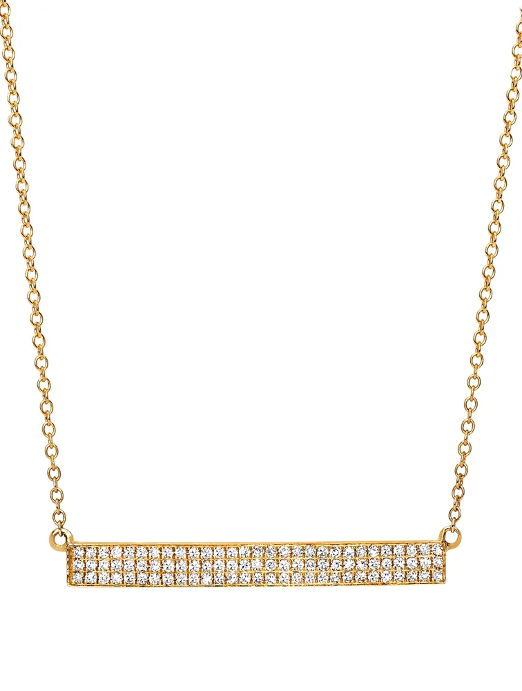 Jumbo 14K Gold Bar Necklace With Diamonds
