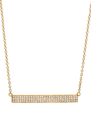 Jumbo 14K Gold Bar Necklace With Diamonds