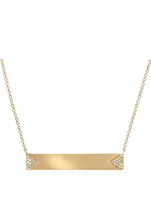 14K Gold Triangle Nameplate Necklace With Diamonds