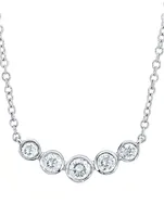 14K Gold Multi Bezel Crescent Necklace With Diamonds