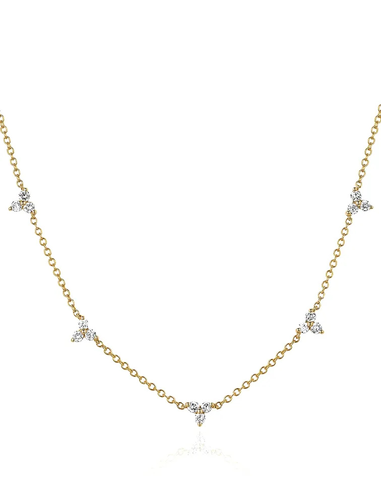 14K Gold Trio Necklace With Diamonds