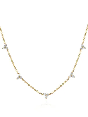 14K Gold Trio Necklace With Diamonds