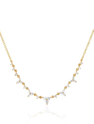 14K Gold Trio Tiara Necklace With Diamonds