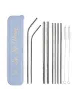 "Sip, Sip, Hooray" Stainless Steel Straw Set