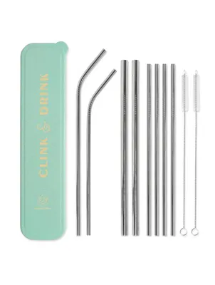 "Clink & Drink" Stainless Steel Straw Set