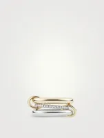 Libra SP Sterling Silver And 18K Gold Stacked Ring With Diamonds