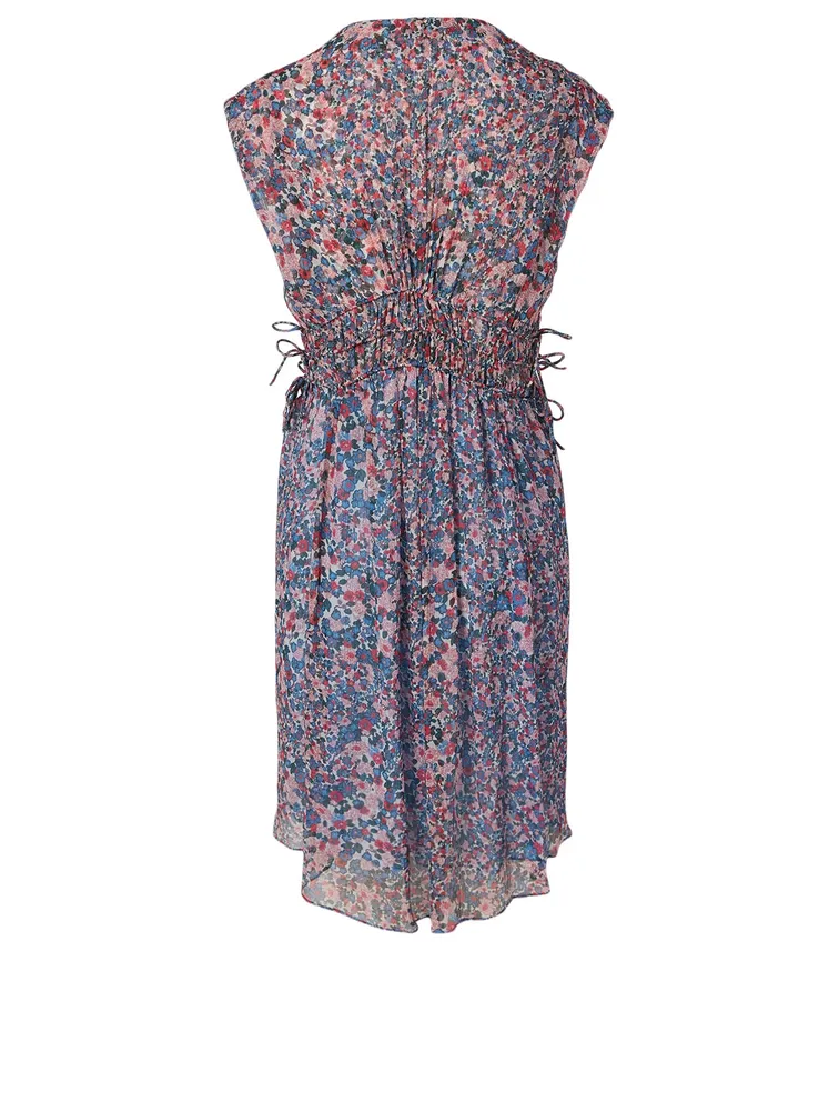 Oaxoli Silk Sleeveless Dress Floral Print