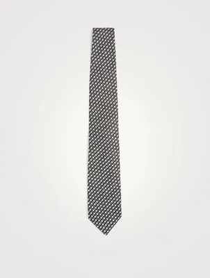 Silk Tie In Geometric Print